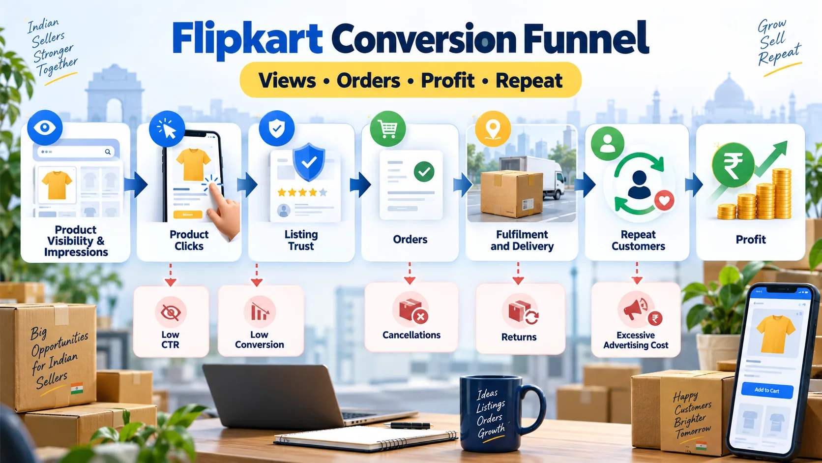 Flipkart Conversion Funnel कैसे सुधारें? Views से Profitable Sales तक Complete Guide