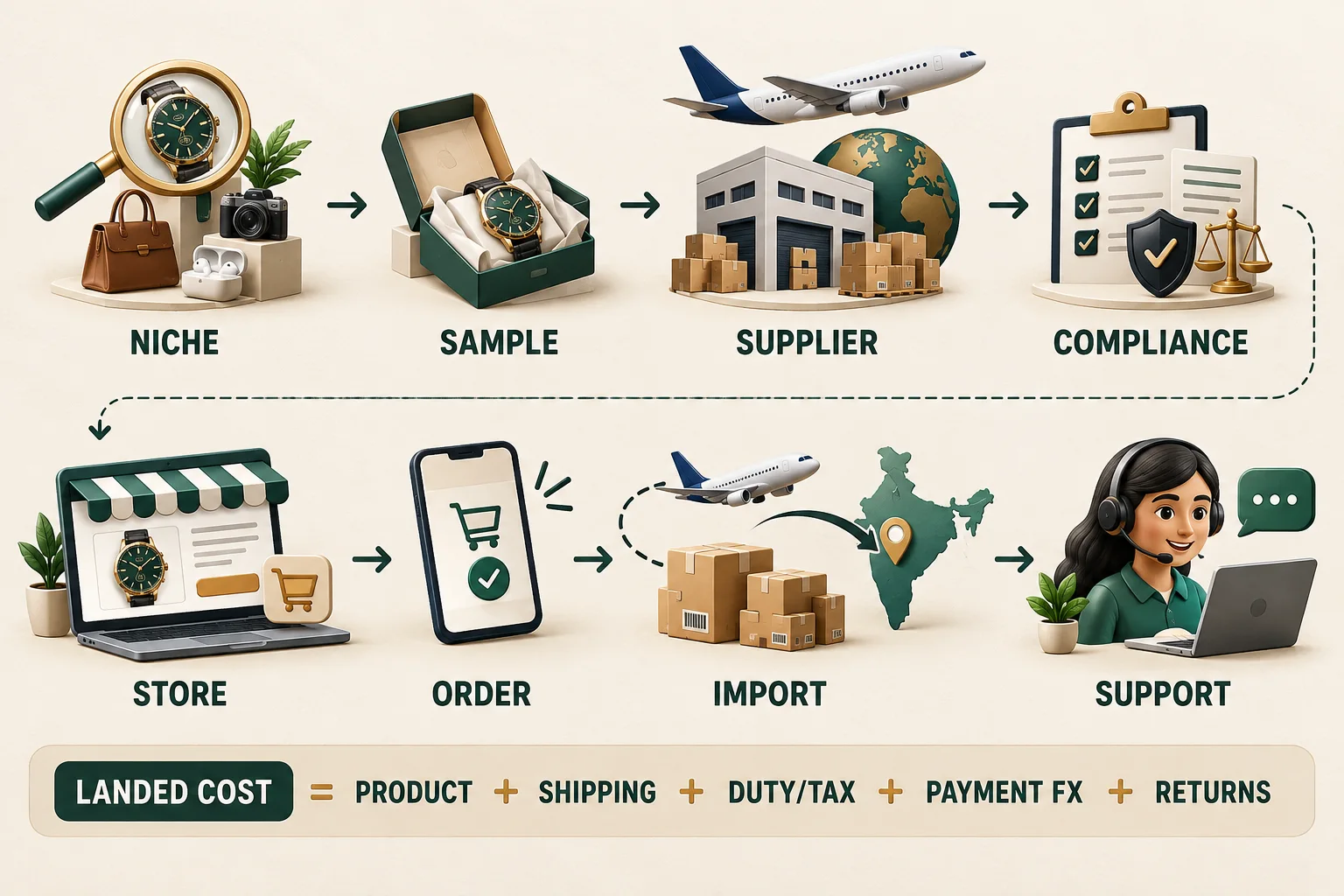 Reverse dropshipping requires niche validation, supplier sampling, product compliance, accurate landed cost and dependable Indian customer support.