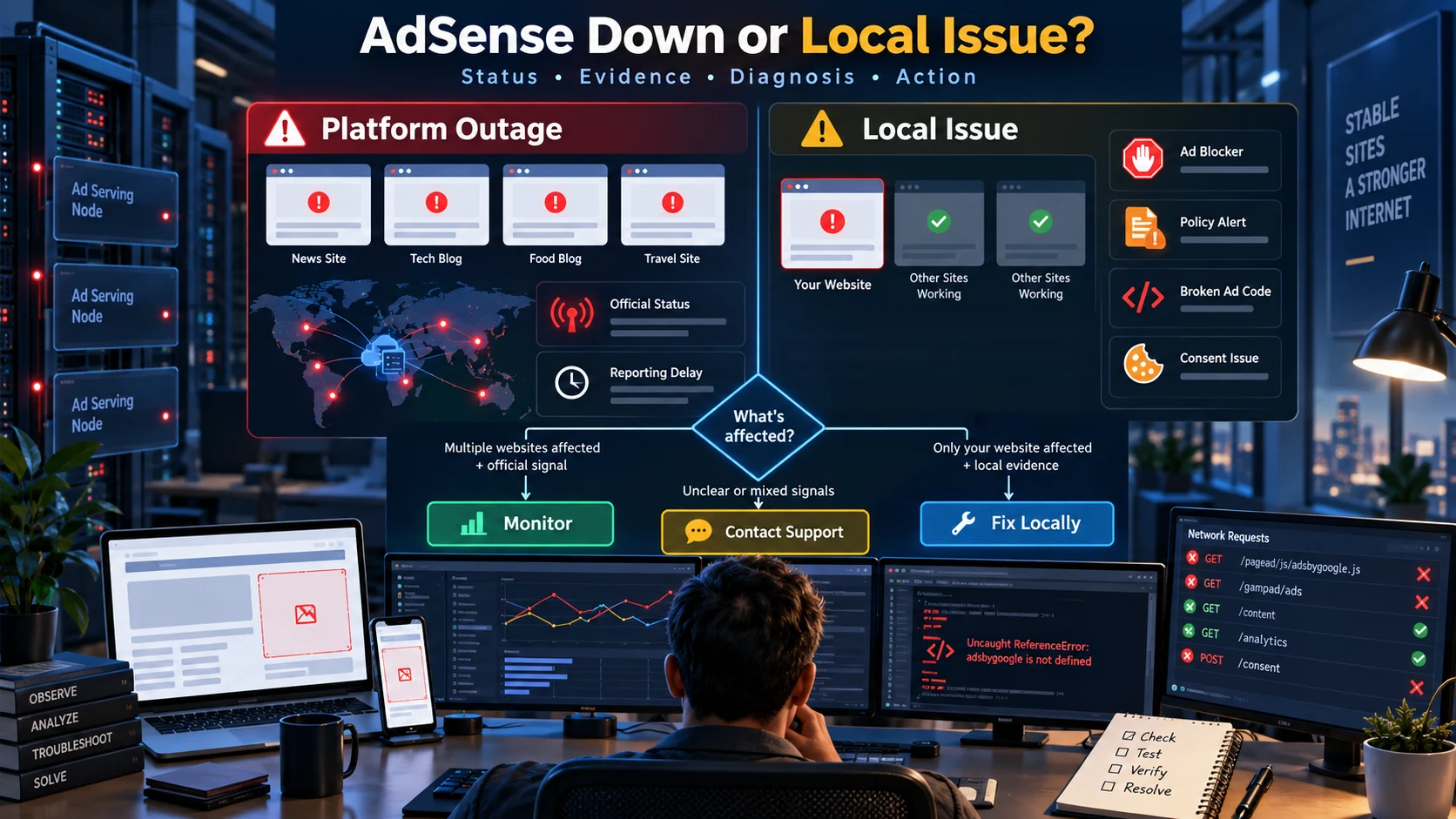 Google AdSense Down है या आपकी Website में Problem? Complete Outage Troubleshooting Guide