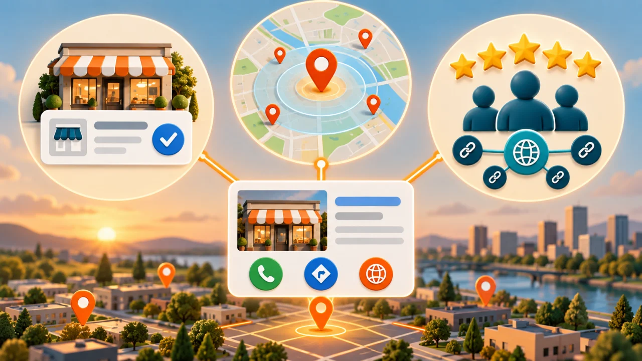 Accurate profile relevance, genuine customer proximity and trusted business prominence work together in local search visibility.
