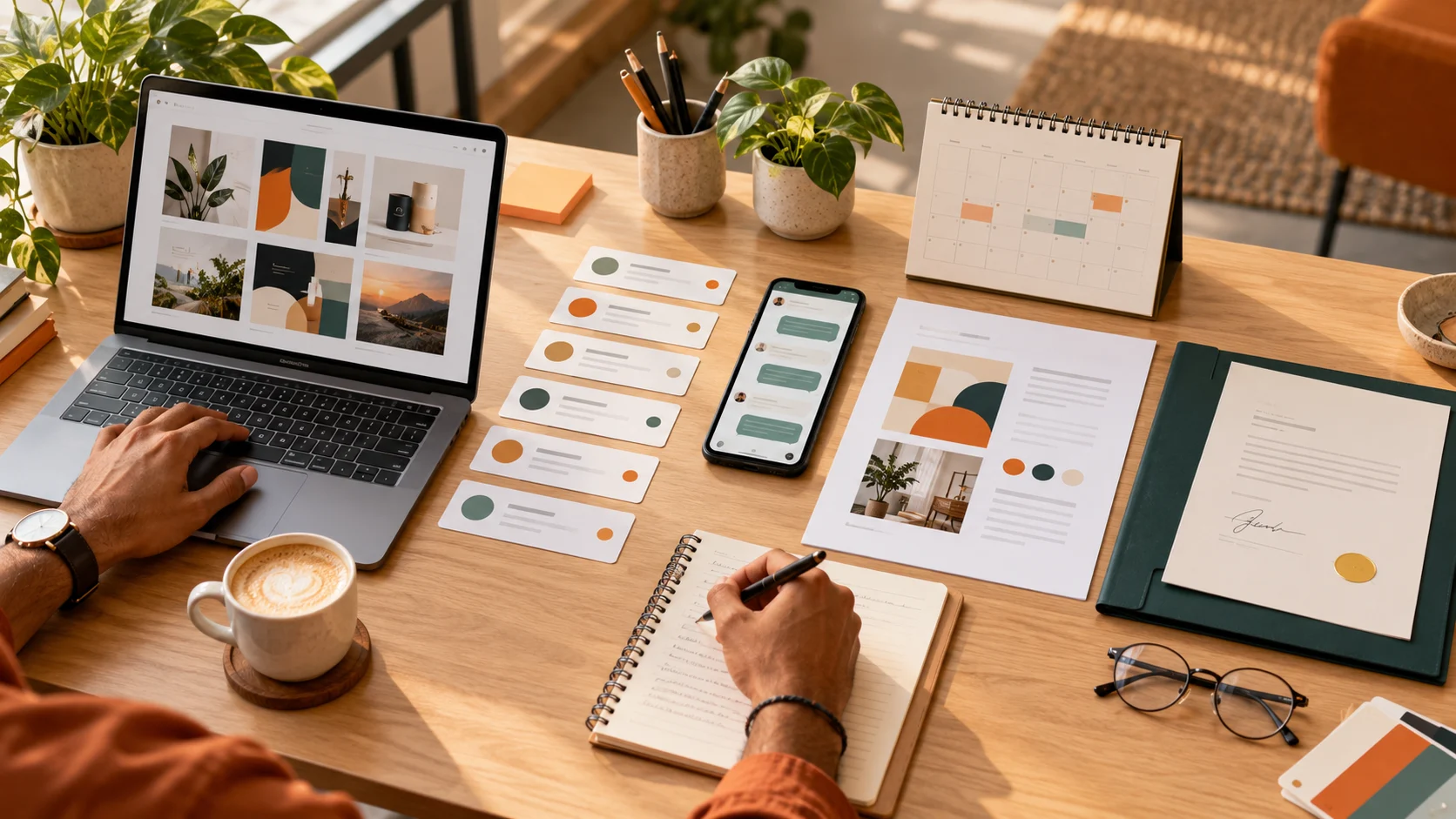 A repeatable creative-business pipeline connects visibility, relevant conversations, proposals, delivery and referrals.