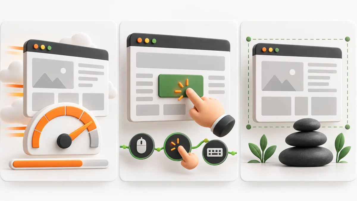 A fast store must load meaningful content quickly, respond without delay and keep the layout stable.