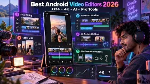 Android के 5 Best Video Editing Apps 2026: Free, 4K, AI और Professional Editing