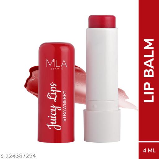MILA BEAUTE Juicy Lip Balm, Lip Balm with SPF 15, Lip Care for women & Girls, 12 HR Moisture & Shine, Sooth Dry & Chapped Lips, Tinted Lip Balm, 4ML (Strawberry)