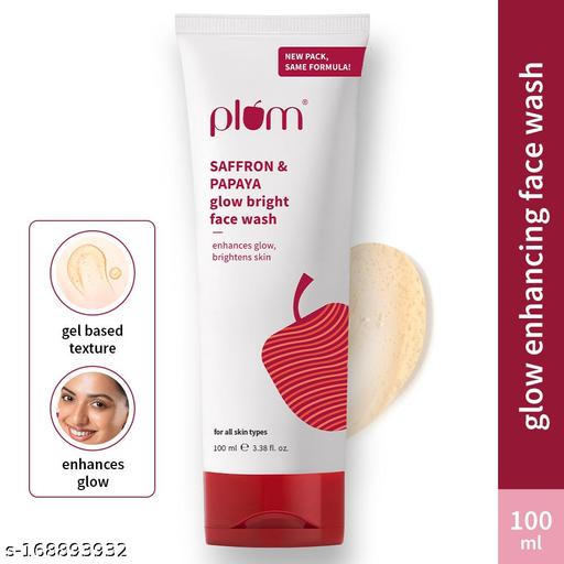 Plum Saffron & Papaya Glow Bright Face Wash | Enhances Glow & Brightens Skin | With Vitamin B5 | Fights Dull Skin | Non-Drying, Gel-Based, Sulphate-Free Face Wash | For All Skin Types | 100% Vegan