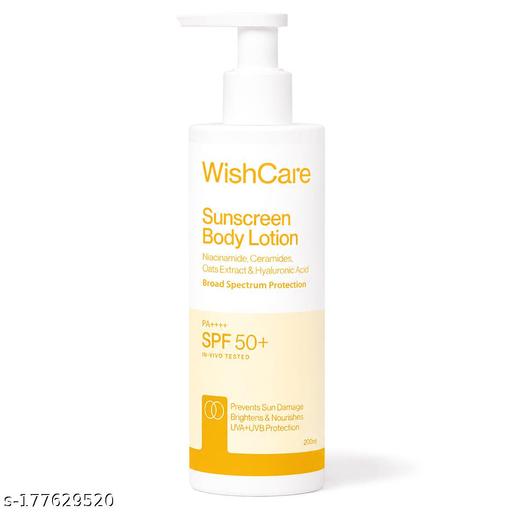 WishCare SPF50 Sunscreen - SPF50 PA+++ For All Skin Types - Sun Protection With Deep Hydration For Body - No White Cast - 200ml