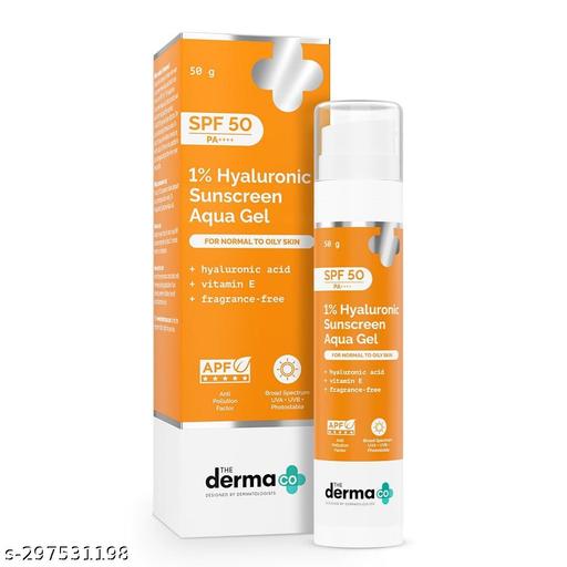 The Derma Co. 1% Hyaluronic Sunscreen Aqua Ultra Light Gel with SPF 50 PA++++ For Broad Spectrum, UV A, UV B & Blue Light Protection - 50g
