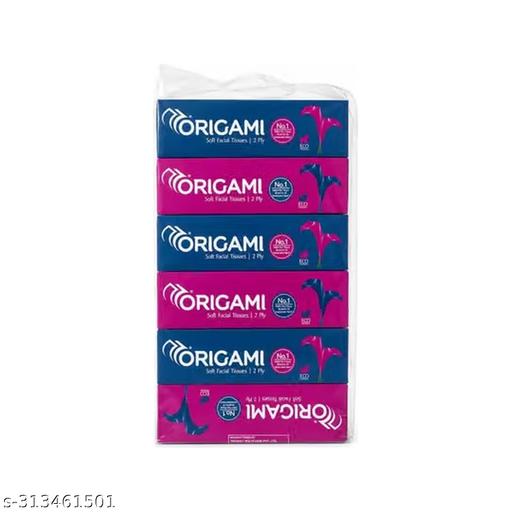 Origami Facial Box Tissues Pack of 6 | 80 Pulls Each | 2 Ply Soft Facial Tissue | Gentle & Strong | Multipurpose Tissue Paper