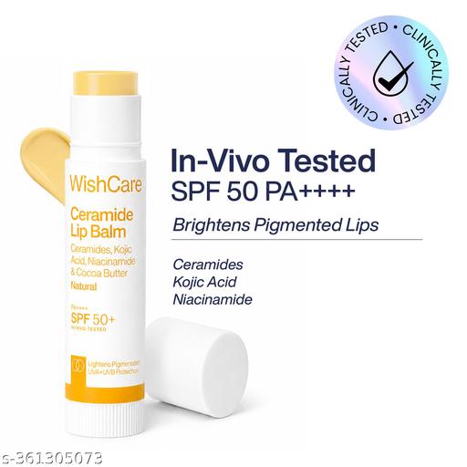WishCare Ceramide Lip Balm with SPF50 PA+++ - For Lip Lightening, Sun Protection & Long Lasting Hydration - 5gm