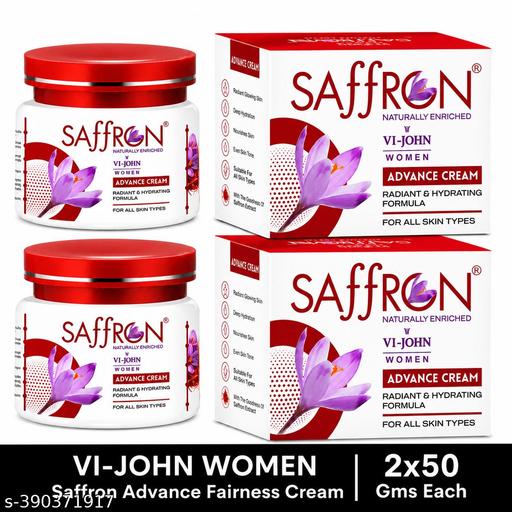 VI-JOHN Women Saffron Advance Face Cream for Radiant & Hydrated Skin | Daily Skin Care Cream for All Skin Types | 50g Pack of 2