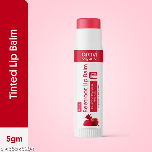 Beetroot Tinted Lip Balm with SPF 50 PA++++| Kojic Acid for Dark & Pigmented Lips | Natural Pink Lips | Moisturizing Chapped Lip Care | Moisturizing Daily Use | For Men & Women | Aravi Organic | 5gm