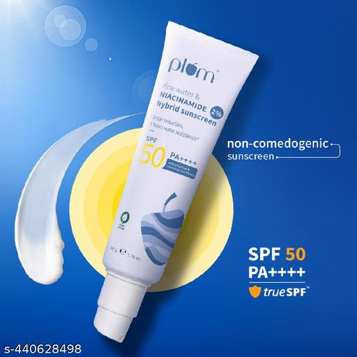 Plum Rice Water & 2% Niacinamide| Hybrid Sunscreen SPF 50 PA+++|50g