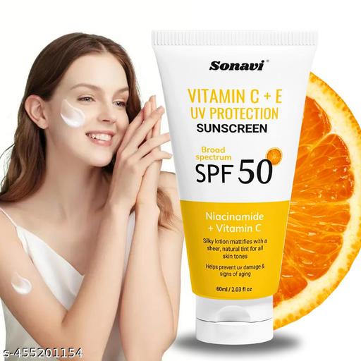 vitamin c sunscreen | sunscreen cream Lightening Sunscreen Cream Lotion for Sun Protection | Tan Free Skin | Sunscreen for All Skin Types | 60ml Pack of (1)