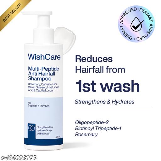 WishCare Multi Peptide Anti Hairfall Shampoo - For Hair Fall Control - Rice Water, Rosemary & Caffeine - Paraben & Sulphate Free - 250ml