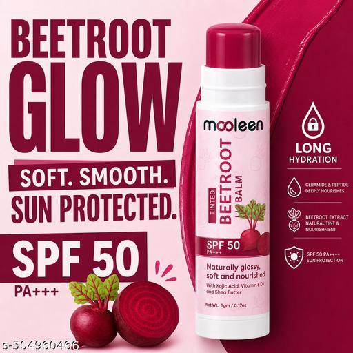 Tinted Lip Balm with SPF 50 PA+++| Hydration++Brightening |Kojic Acid & Ceramide Beetroot  - 5gm