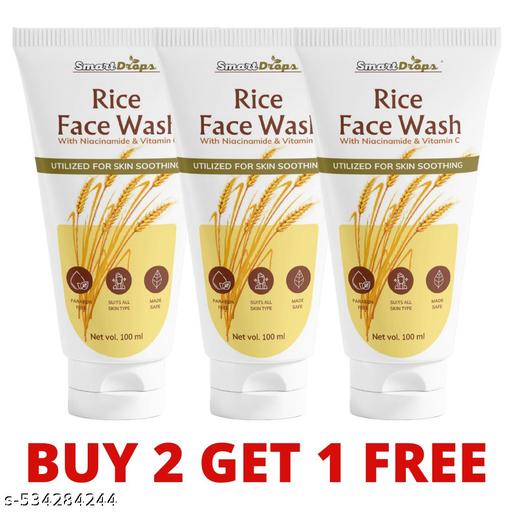 Rice Face Wash -Fight aging Face Wash - Improves skin Texture Rice facewash Instantly Brightens Face wash For All Skin Type Use For Men And Women 100ml(Pack Of -3)