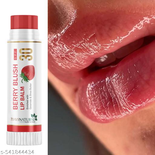 7DAYSNATURAL Berry Blush Lip Balm, SPF 30, Tinted Strawberry Shade with Ceramide and Shea Butter Pack Of 1 - 5g