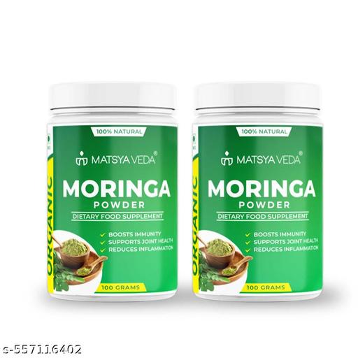 Matsyaveda Moringa Leaf Powder For Weight Loss, Powerful Vitamins & Antioxidants 200gm |  Pack of 2 (100gm Each)