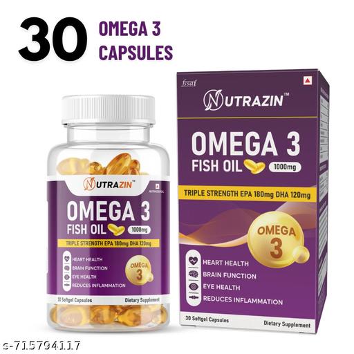 Omega 3 Fish Oil Softgel Capsules 1000mg for Heart Care, Brain Support & Joint Strength | EPA DHA Supplement | 30 Capsules