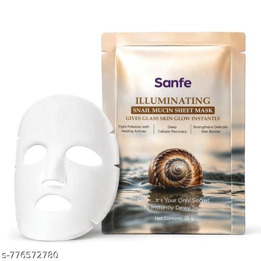 Sanfe Illuminating Snail Mucin Sheet Mask | 25g | Korean Skincare Face Mask for Glass-Like Skin | Hydrating Serum Infused SheetMask for Women | Glow Care Routine | Beauty & Skin Care