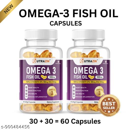 Omega 3 Capsules for Daily Health Pack of 2 (30 Each) | Omega 3 Supplement for Heart Care Brain Function Joint Support for Men Women