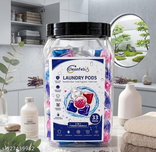 Liquid Detergent Laundry Pods 5-in-1 – Deep Stain Remover Pods for Front Load & Top Load Washing Machines | Eco-Friendly, Travel-Friendly All-in-One Washing Pods | One Pod One Wash Laundry Solution