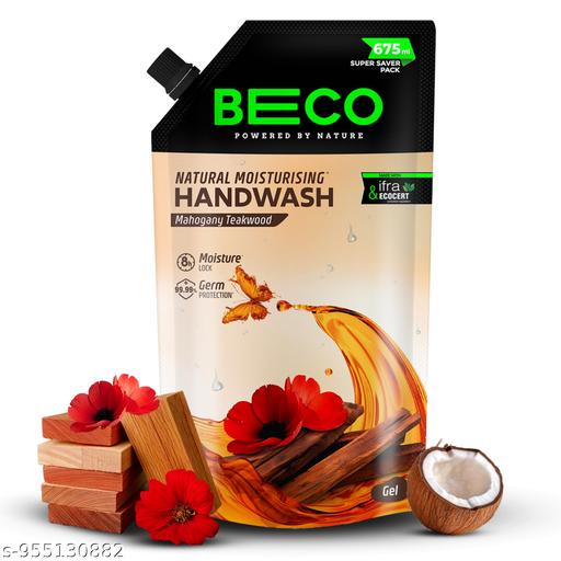 Beco Moisturising Liquid Handwash-Mahogany Teakwood Fragrance | 675 ml | 8-hr moisture lock | Natural | Kills 99.99% germs, Safe for all Skin types | Plant based Cleansers