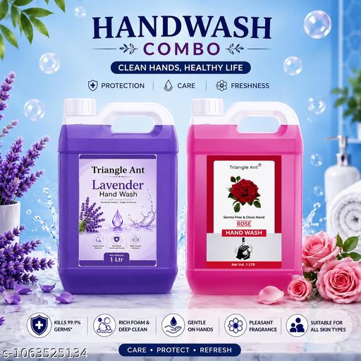 Rose & Lavender Hand Wash | 99.9% Germ Clean Formula | Gentle Cleansing & Refreshing Fragrance | 1000 ml Each | Pack of 2