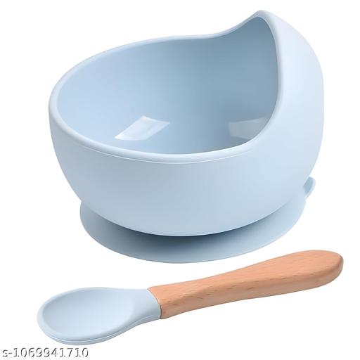 Baby Feeding Bowl With Spoon | Siliconee Baby Bowl with Suction Base | Non Slip Toddler Feeding Bowl | Self Feeding Weaning Bowl for Infants & Kids Baby Feeding Bowl with Spoon, Siliconee Suction Bowl with Wooden Handle Spoon, Baby Siliconee Bowl for…